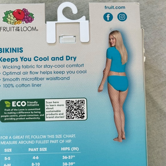 Fruit of the Loom Womens Breathable 6 Bikinis Tri Cool Comfort Underwear Sz 9 2X - Picture 10 of 11